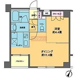 カスタリア南麻布 1DKの間取図画像