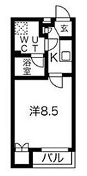 スパシエソリデ目黒 1Kの間取図画像