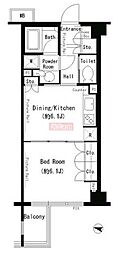 パークアクシス目黒本町 1DKの間取図画像