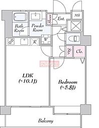 Daiwa芝浦ビル 1LDKの間取図画像