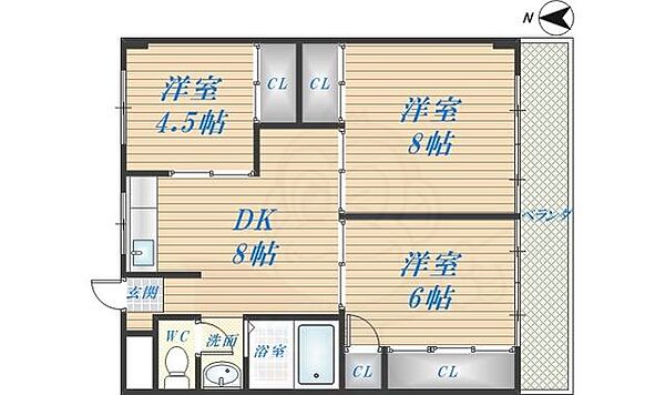 大阪府東大阪市金岡３丁目(賃貸マンション3DK・2階・58.00㎡)の写真 その2