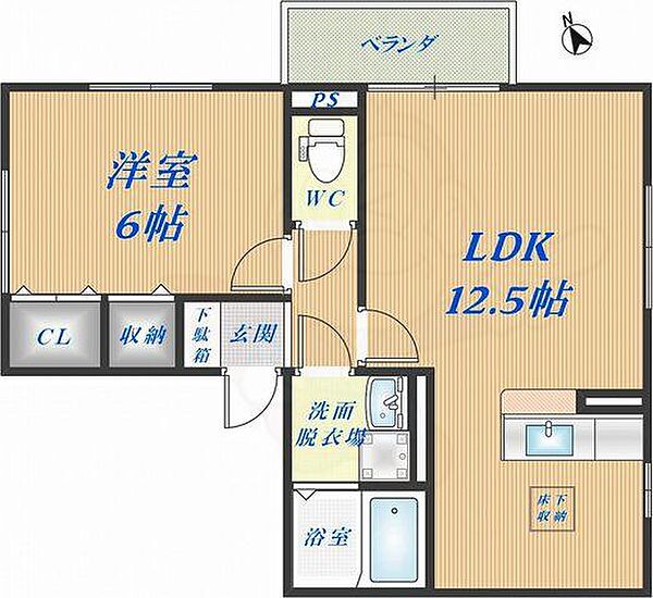 大阪府東大阪市友井２丁目(賃貸アパート1LDK・1階・42.97㎡)の写真 その2