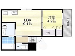 AVANTIO　MITO(アバンティオ弥刀) 3階1LDKの間取り