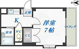 セピアコート大蓮 1Kの間取図画像