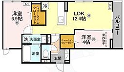 サンハイム横沼 3階2LDKの間取り