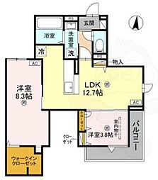 サンハイム横沼 2階2LDKの間取り