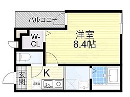 フジパレス長田ノース 2階1Kの間取り