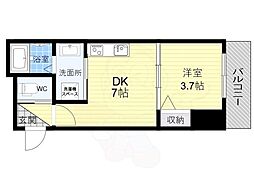 近鉄大阪線 弥刀駅 徒歩14分の賃貸アパート 3階1DKの間取り