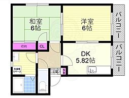 シーエスメゾン 2DKの間取図画像