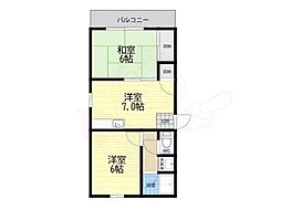 清光マンション 2DKの間取図画像