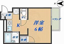 ガリューコート菱屋西 1Kの間取図画像