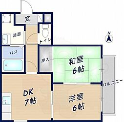 池田ハイツ 2DKの間取図画像