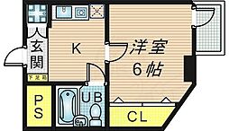 グランブール鳥居本 1Kの間取図画像