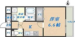 グランシス高井田 1Kの間取図画像
