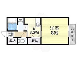 メゾンKB棟 1Kの間取図画像