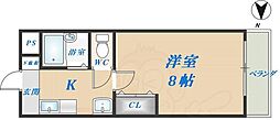 オリエンタル楠根 1Kの間取図画像