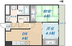 足代北パークマンション 2DKの間取図画像