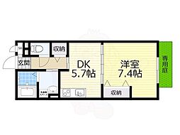 プレシャス1 1DKの間取図画像