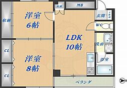 メゾン・ド・ボヌール 2LDKの間取図画像