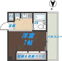 メゾン小若江 ワンルームの間取図画像