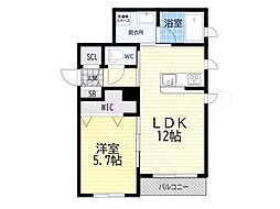 シャーメゾン美登 1LDKの間取図画像