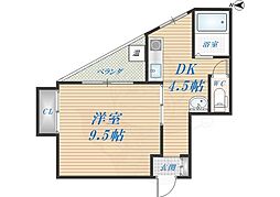 アドバンス俊徳 1DKの間取図画像