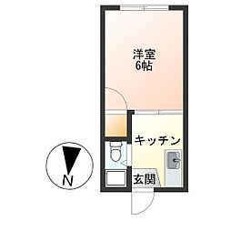 クラウンハイツ 1階1Kの間取り