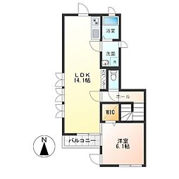 フルールハイツ 2階1LDKの間取り