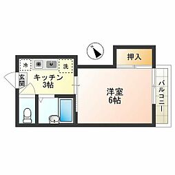 コーポ照月 1Kの間取図画像