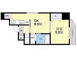 Wave on Horie Tower 5階1DKの間取り