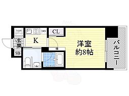 エスライズ北堀江スワン 5階1Kの間取り