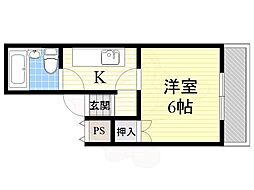 プレミール北堀江 1Kの間取図画像