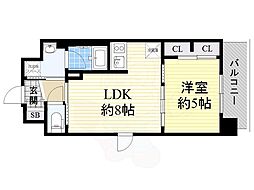 スワンズシティ中之島クロス 1LDKの間取図画像