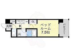 RESIDIA靱公園 1Kの間取図画像