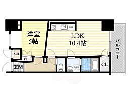 ラドゥセール中之島 1LDKの間取図画像