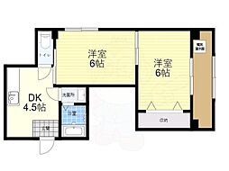 七福第一ビル 2DKの間取図画像