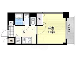 ジアコスモ江戸堀パークフロント 1Kの間取図画像