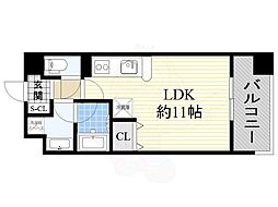 レジディア心斎橋ウエスト ワンルームの間取図画像