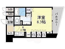 リーガル四つ橋筋 ワンルームの間取図画像