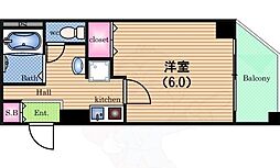 セレッソコート西心斎橋第3 1Kの間取図画像