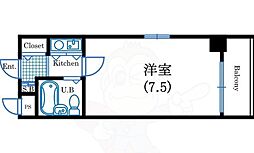 ルポ西本町 1Kの間取図画像