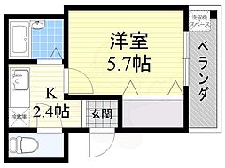 ブランドール本田 1Kの間取図画像