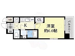 エスリード江戸堀 1Kの間取図画像
