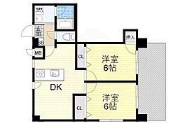 アビタシオン九条 2LDKの間取図画像