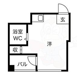 ハイコート堀江 ワンルームの間取図画像