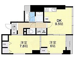 キルシェ北堀江 2DKの間取図画像
