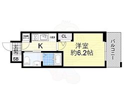 エスリード江戸堀 1Kの間取図画像