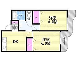 シティライフ有萬 2DKの間取図画像