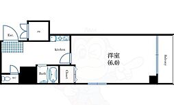 セレッソコート西心斎橋 1Kの間取図画像