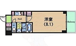 QCフラット北堀江 1Kの間取図画像